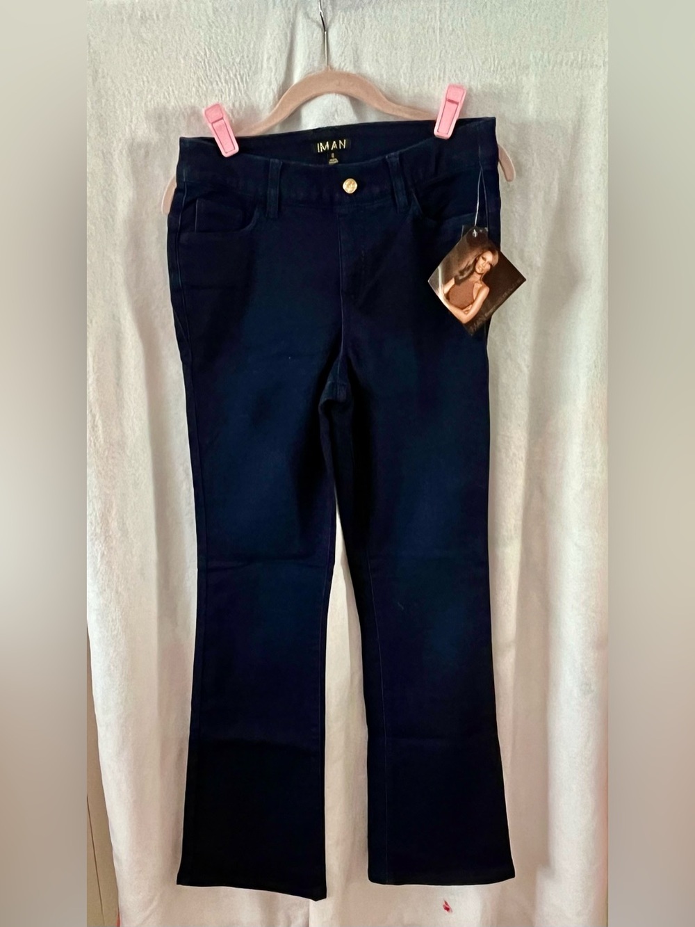 IMAN Dark Navy Bootcut High-Rise Pants